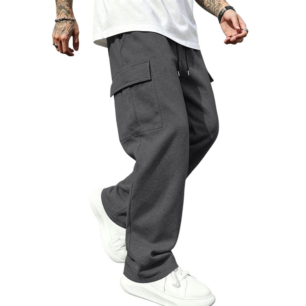 Men's Loose Fit Cargo Sweatpants with Elastic Waist Straight Leg Casual Athletic Pants
