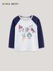 Autumn Color Block Cartoon Print Boys' Long-Sleeve T-Shirt Sweatshirt