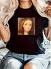 Damen locker geschnittenes Rundhals-T-Shirt mit Gesichtsausdruck-Puppe Muster Lässig locker und atmungsaktiv Vielseitig für Frühling und Sommer