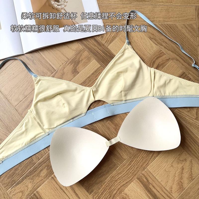 Vintage dopamine sports style underwear women's summer sexy thin small breasts gather triangle cup bra cover