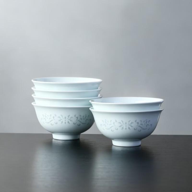 Jingdezhen Underglaze Celadon Ceramic Rice Bowls (Set of 6)