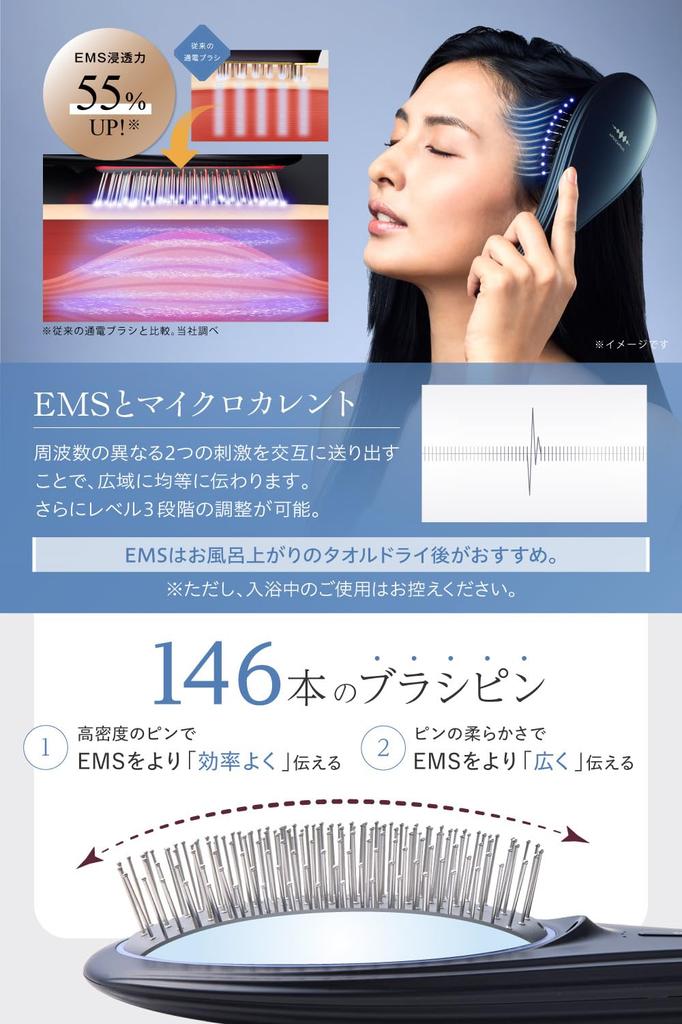 Featured On TV Wavewave EMS Hairbrush with Ion Red Smooth Cushion Birthday Gift for and Girlfriends "Hiruobi" (Japanese Show) Care, LED, Hair, Brush,