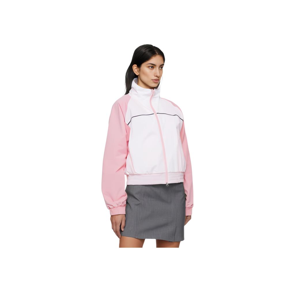 Under Armour Woven CB Full Zip Retro Sports Casual Color Block Stand Collar Jacket Women Jackets Pink 1366945-100