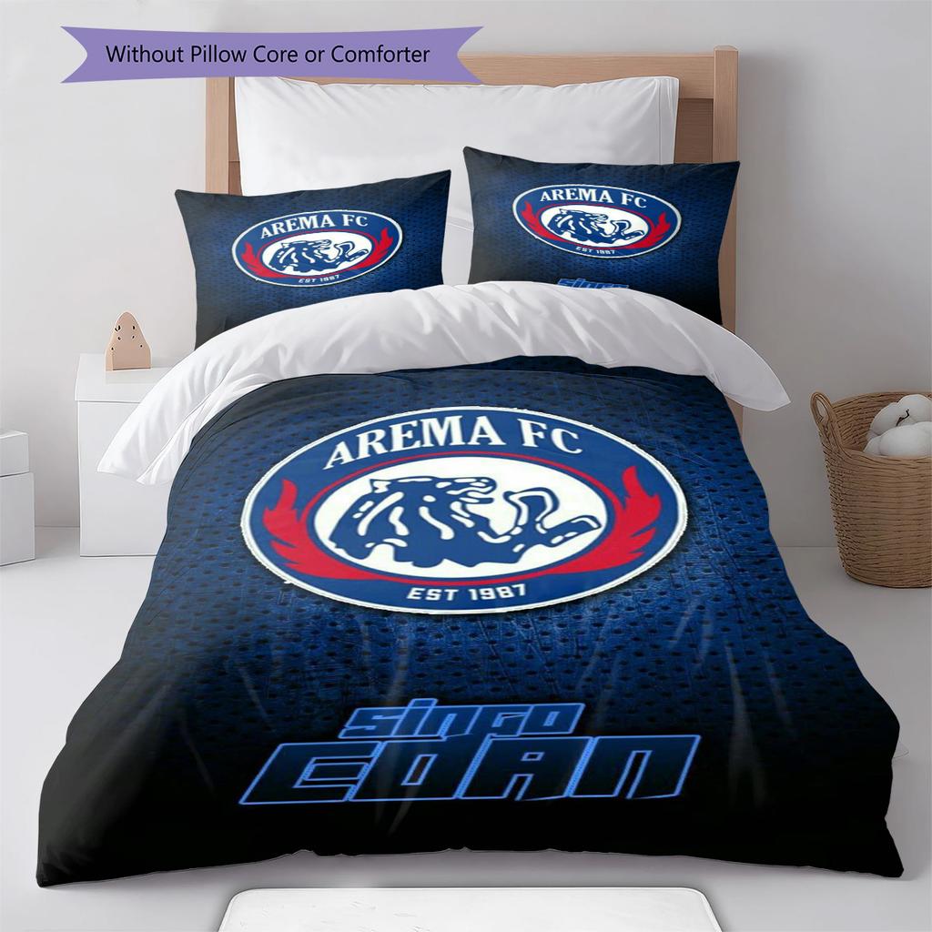 Arema FC Pattern Bedding Set Quilt Cover Pillowcase Home Decor Gift (1 * Duvet Cover + 2 * Pillowcase, Without Core)