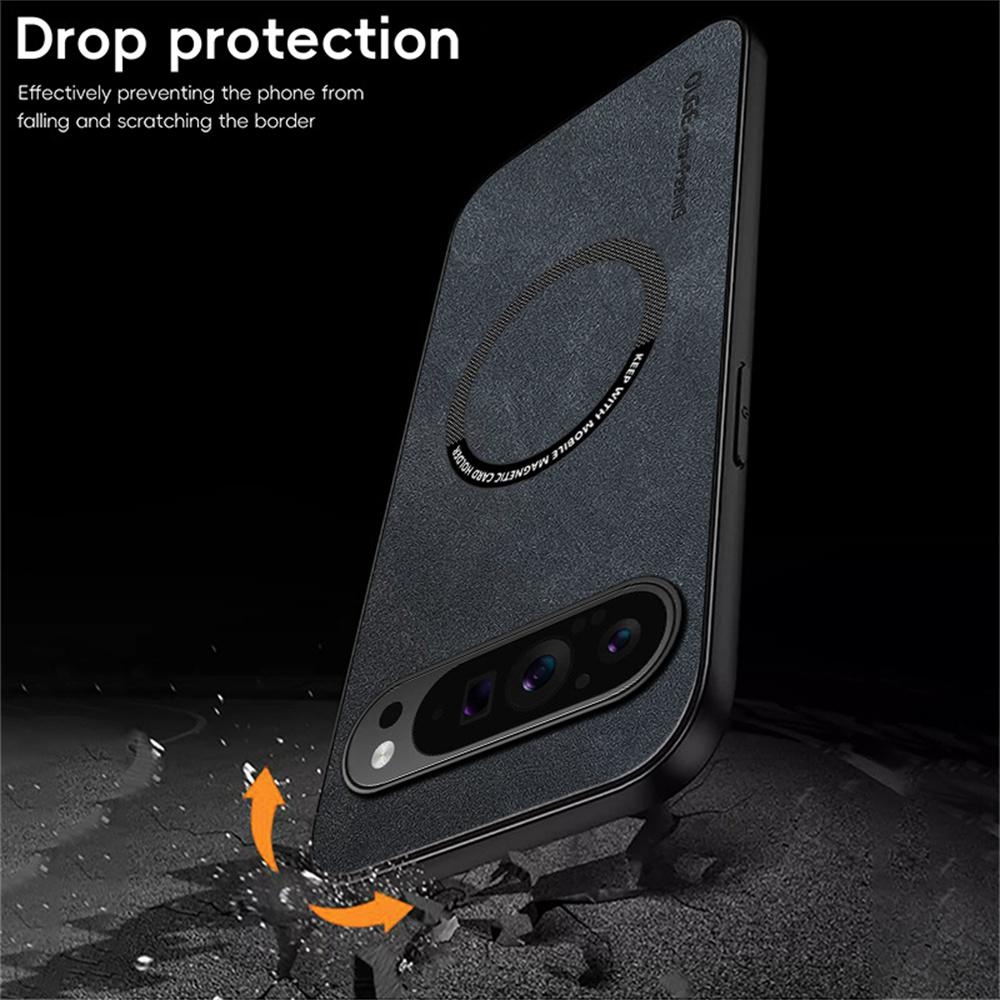 WANLONFENG YBP Series For Google Pixel 9 Pro Magnetic Case with Tempered Glass Film PU Leather+TPU Phone Cover Large Cutout