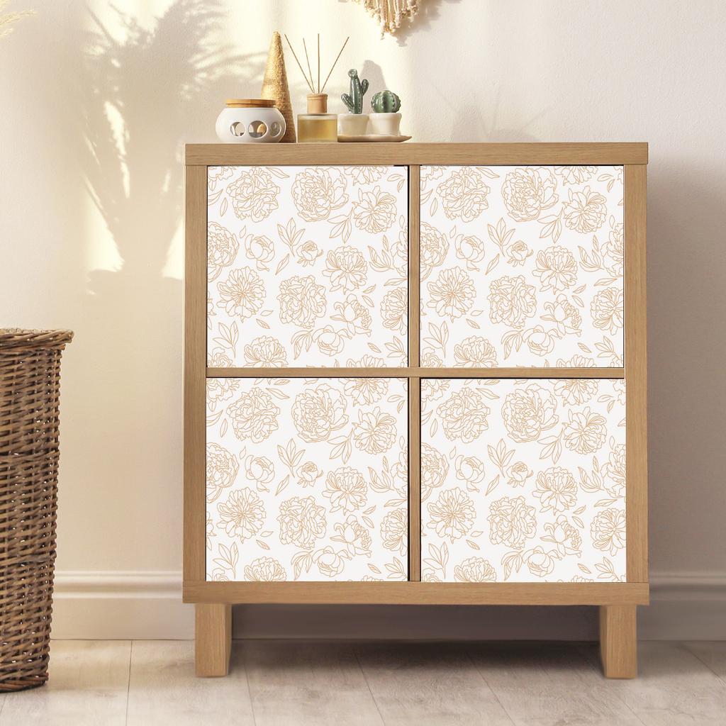Peel and Stick Peony Floral Wallpaper Self Adhesive Blooming Flower Wall Decor Paper Waterproof Cabinet Sticker