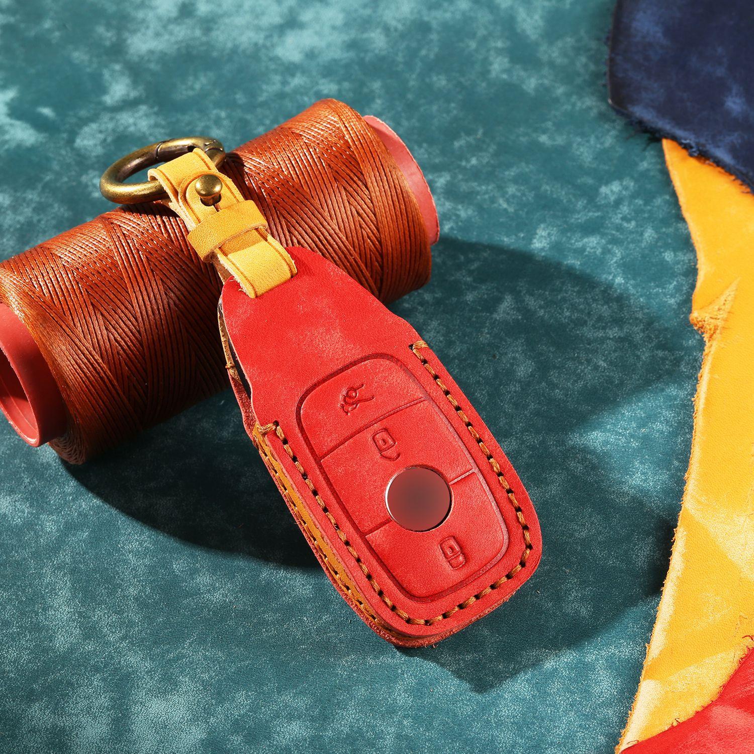 

Car key case is suitable for Mercedes-Benz key case, new E-class C260L leather E300L car key case can be арбуз красный