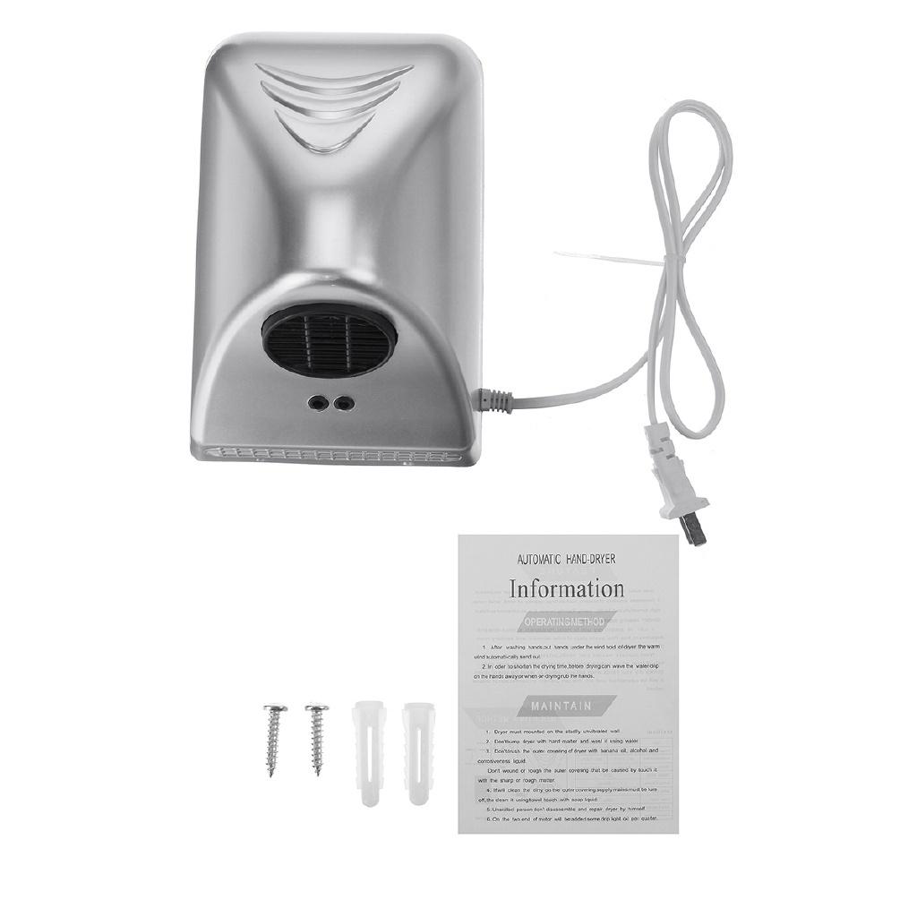 1000W Powerful Hand Dryer Hotel Commercial Bathroom Winding Hand Dryer Electric Automatic Induction Hands Drying Device Silver Grey