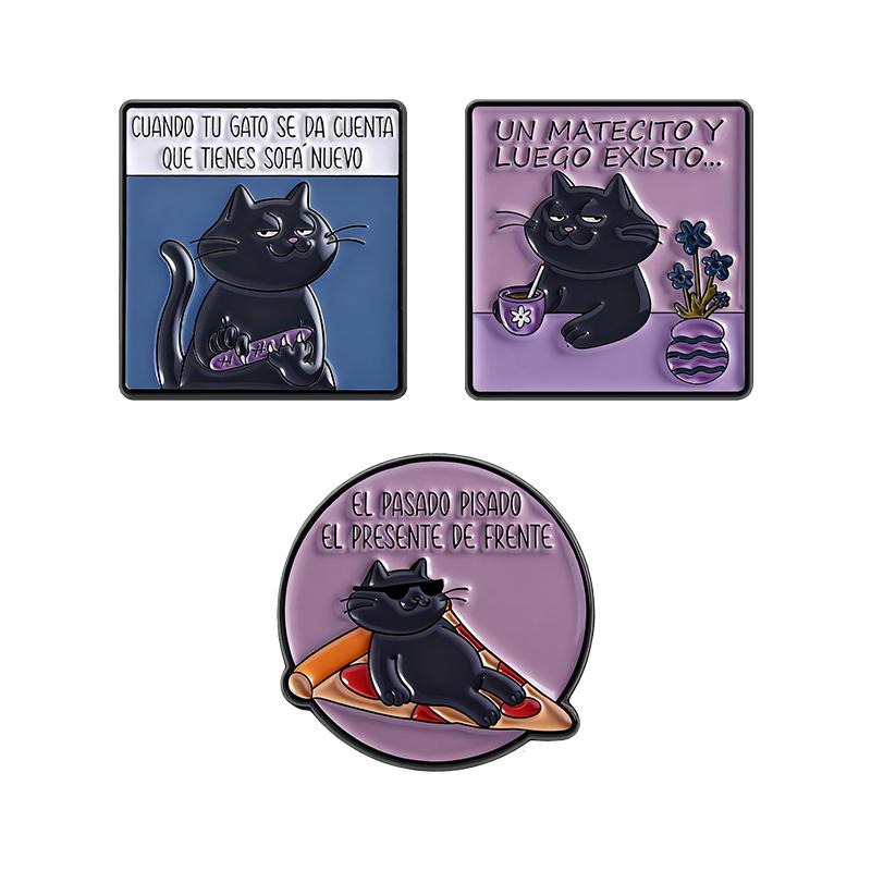 Funny Spanish Quote Enamel Pins Cuando Tu Gato Se Da Cuenta Que Tienes Sofá Nuevo Brooches Lapel Badge Jewelry Gifts for Friends
