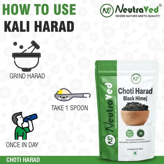 NeutraVed Choti Harad, Kali Harad, Black Himej, Myrobalan, Terminalia Chebula Small Hard Whole - 200g