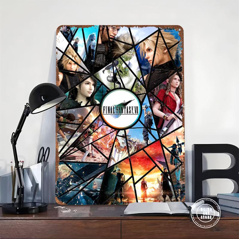 Fantasy VII Mosaic Metal Poster Customized Wall Art Retro Vintage Tinplate Signs for Modern Home Decoration Luxury Coffee Bar