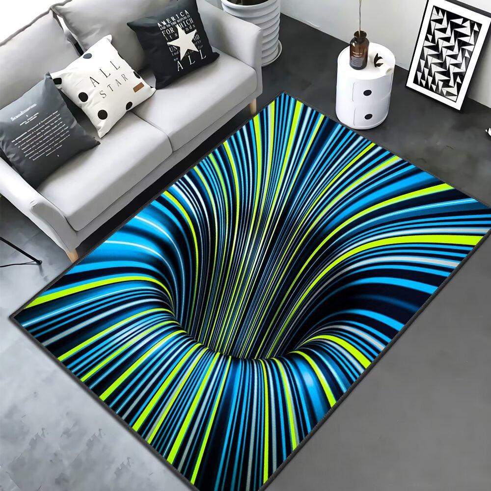 3D Illusion Trap Pattern Carpet Square Non-Slip Rug Home Decor Trippy Aesthetic Floor Mat Entrance Bedroom Living Room Mat