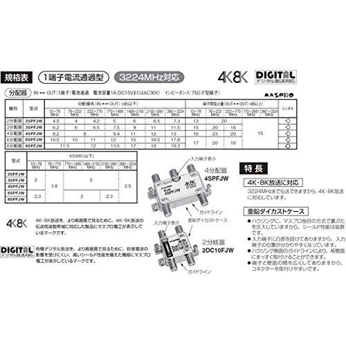 Maspro 8 distributor vnitřní obousměrný 1 terminál procházející proud typu 3224MHz kompatibilní 8SPFJW-B