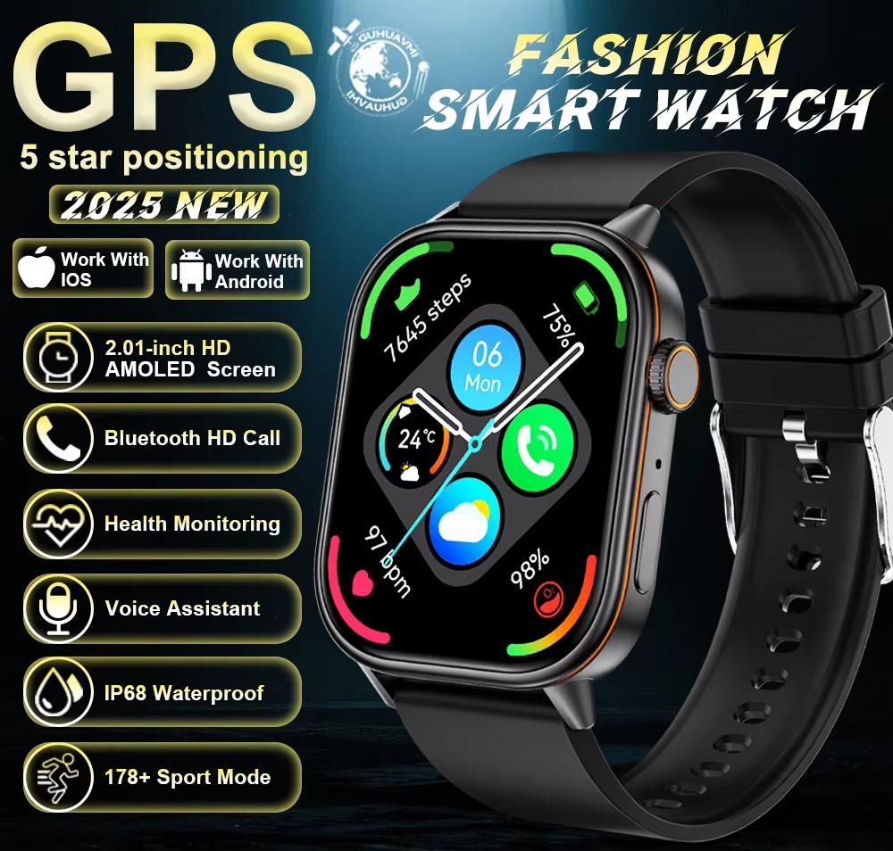 2025 Nové Vojenské Dvoupásmové GNSS GPS Chytré hodinky Kompas 10ATM Vodotěsné Bluetooth Hovor Srdeční tep Sportovní Chytré hodinky Pro Xiaomi