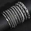 10Pcs Men's Interlocking Stainless Steel Bracelets Rock Style Waterproof Jewelry Exquisite Gift Set