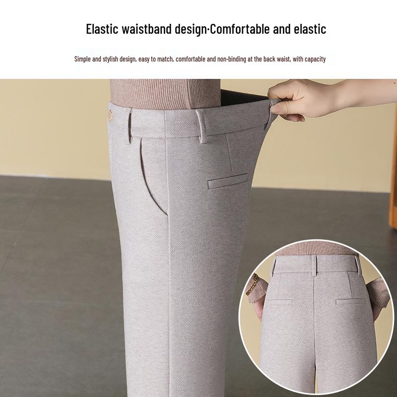 High Waist Wool Blend Pants for Women - Slimming, Casual, Wide/Narrow Leg, Loose Fit, 2025 Spring/Autumn Collection.