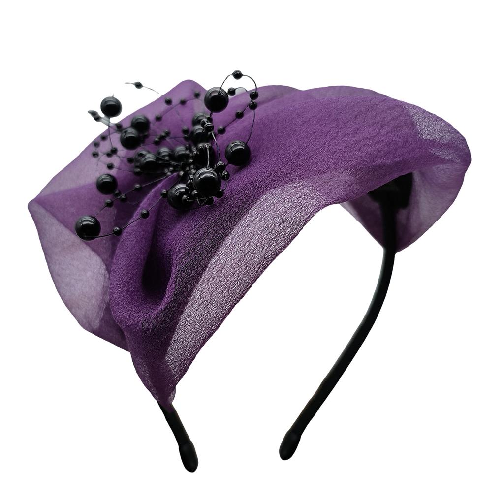 Fascinator Headband Hat for Women with Beaded Hair Accessory Headpiece Hair Decoration Headwear for Party Weddings Event