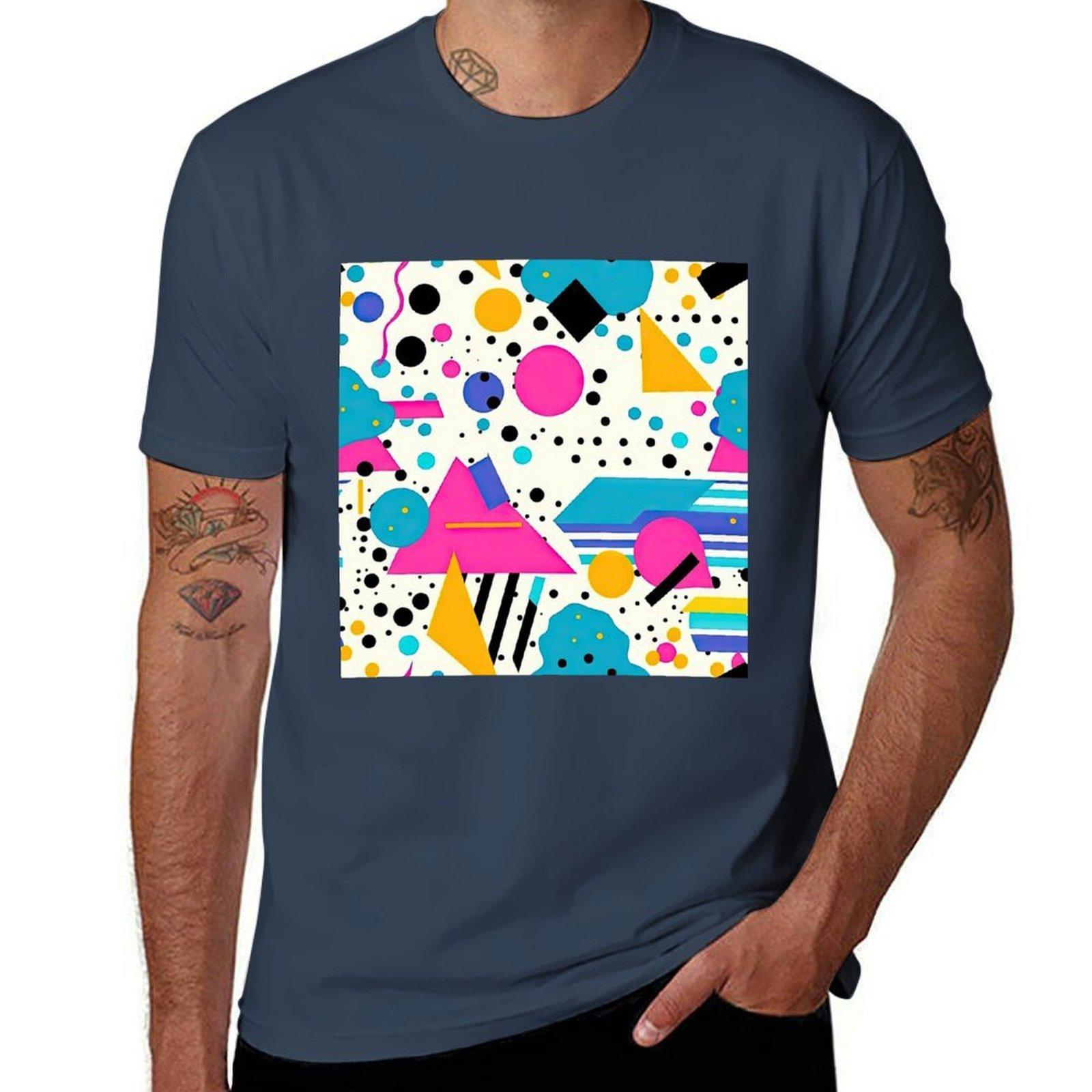 Retro 80s and 90s Pop Memphis Pattern TShirt Outdoor Sports Lightweight Tee S
