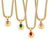 18k Gold-Plated Titanium Steel Geometric Zircon Pendant Necklace - European & American Fashion Style