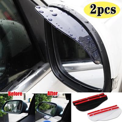 2PCS/Set Car Rain Eyebrow Car Rearview Mirror Cover Bendable PVC Car Rain Eyebrow, Suitable for All Cars.