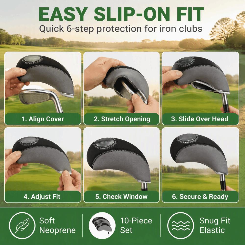 10pcs Durable Material Golf Iron Covers Two Tone Color Golf Club Covers Travel Gear