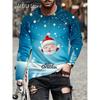 Christmas Muscle Print Tee Men's Clothing Casual Streetwear 3D Printed Top Christma Long Sleeve Oversize O-Neck T-Shirts for Men