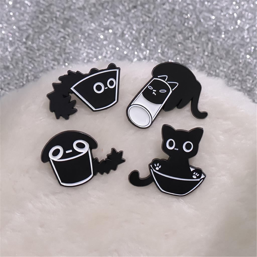 Pack of 5 Lovely Cats Enamel Lapel Pin Cartoon Animal Designs Brooches Portable for Jackets Hats and Backpacks