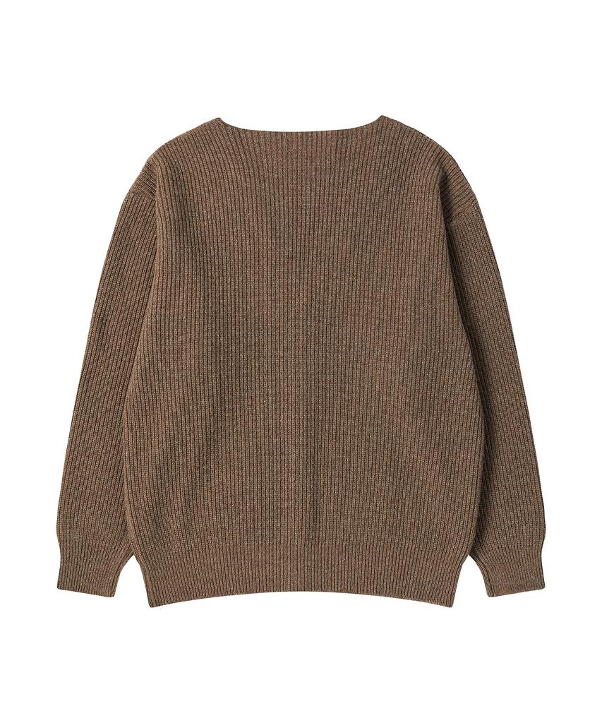 Beyond Closet [Collection Line] Super Fine Merino Wool Waffle Knit Cardigan Brown