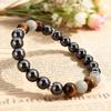 Black Hematite Tiger Eye Gray Stone Beaded Bracelet Minimalist Fashion Jewelry for Men Women Daily Wear Gift
