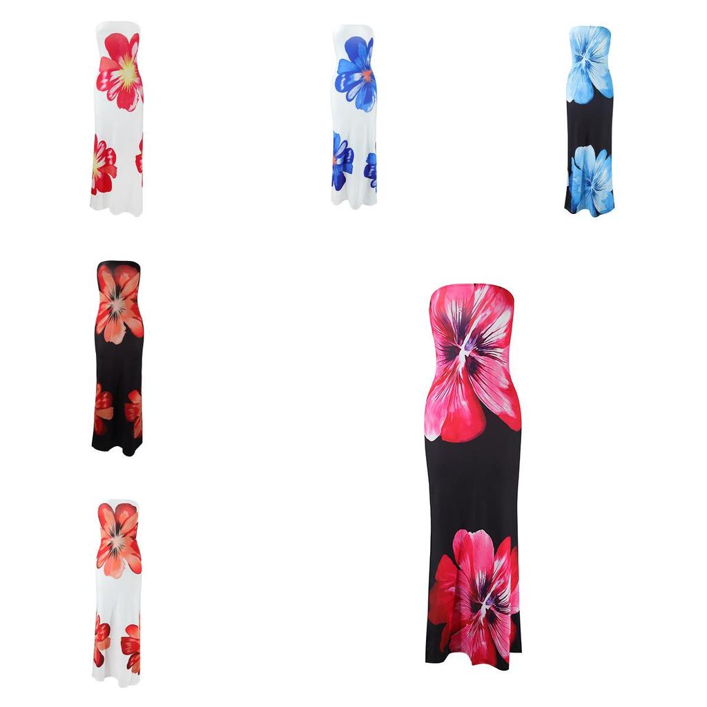 Summer Boho Floral Maxi Dress With Milk Silk Fabric For Vacation And Casual Wear