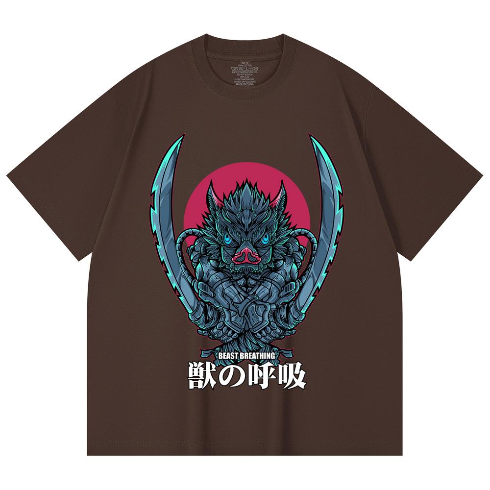 100% Cotton Demon Slayer V29 Inosuke Print Unisex Heavy Cotton T Shirt