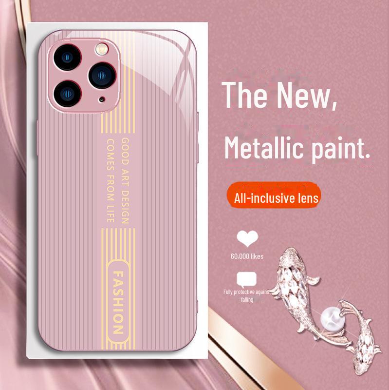 Luxury Full Package Anti-Fall Case for Apple SE, 11 Pro, 12, 13/14, 15 XS - Metal Texture.