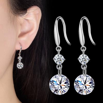Small and Fresh Personalized Time Naked Diamond Transparent Zircon Mid Length Earrings Fashion Simple and Sweet Ladies Earrings Earrings Earhooks
