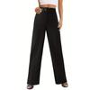 Ladies Summer Straight Casual Waistband Solid Colour Long Pants