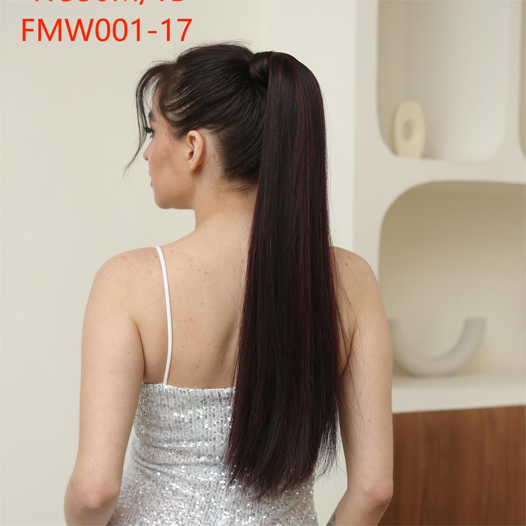 EASIHAIR Long Straight Wrap Around Clip In Ponytail Hair Extension Synthetic Pony Tail Fake Hair Brown Blonde False Afro Hairpieces Wig