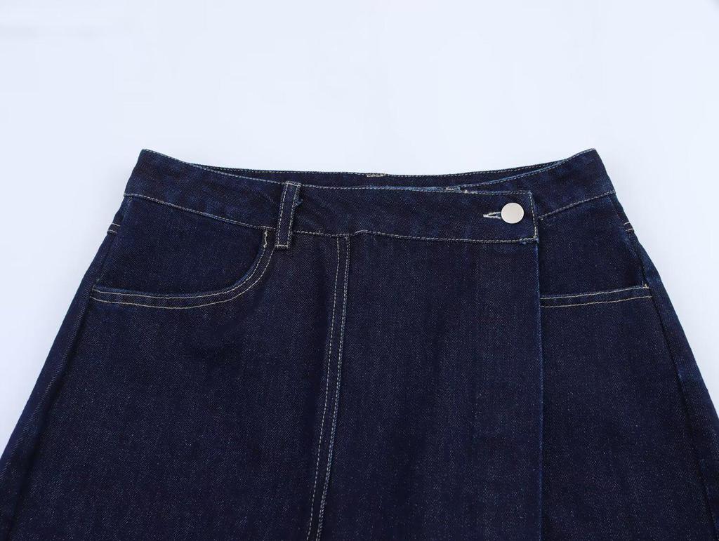 TAOP&ZA Spring/Summer Women's Fashion Denim Short Shirt & Midi Skirt Set