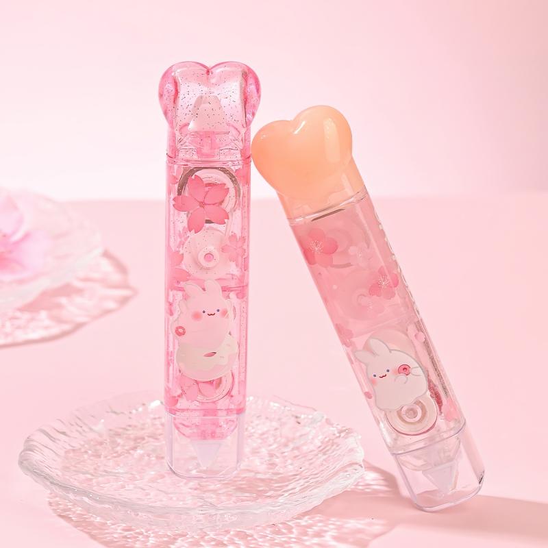 1pcs BuYoYO Correction Tape Glue Tape 2 In 1, Kawaii Rabbit Cherry Blossom Double Sided Design