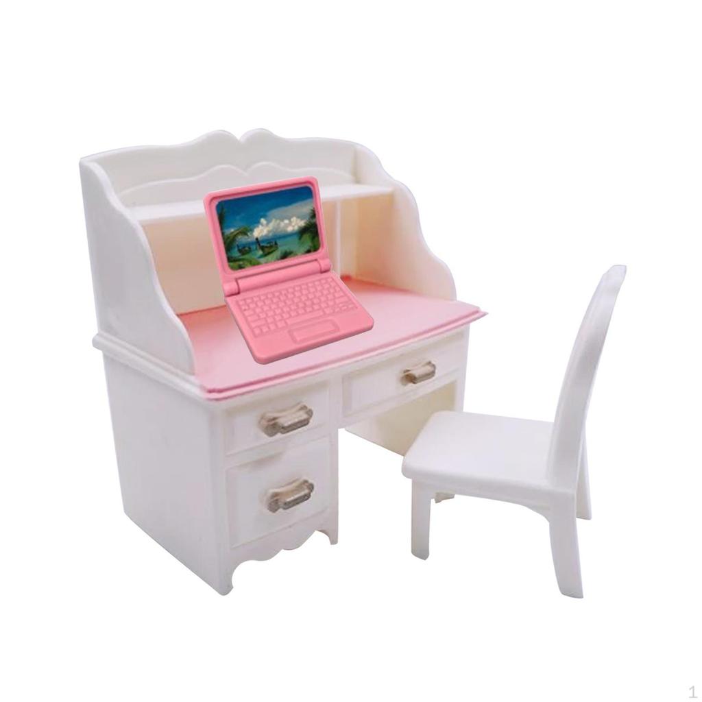 1/12 Dollhouse Desk Chair Set Table Simulation Notebook Decoration Accessories for Living