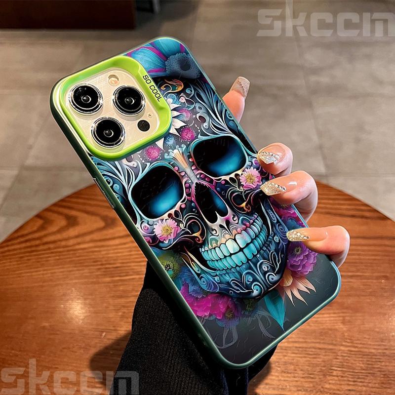 Halloween Colorful Skull Pumpkin Ghost Bat Pattern Phone Case For iPhone 17 16 Pro Max 15 Pro 14 13 12 11 7 8 Plus X XS XR Cover
