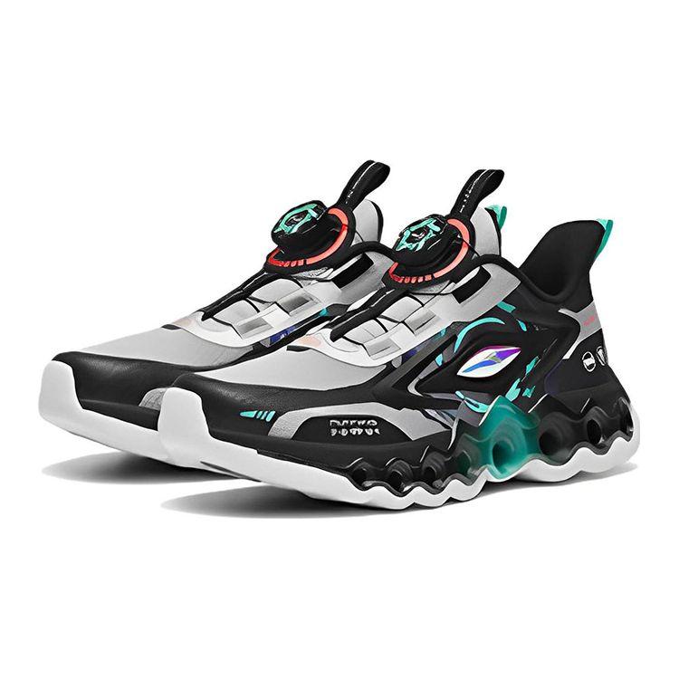 Anta Youth  Energy Ring 8.0 Cushioning Non-Slip Wear-Resistant Rebound Low-Top Running Shoes Kids Running Shoes Black Green 312245581-8