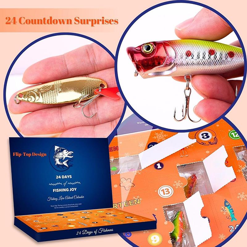 24PCS Fishing Lure Set Advent Calendar Blind Box with Hooks - Cross-border New Style Gift