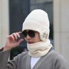 Outdoor Cycling Winter Hat Men's Knitted Hat Blue Pullover Hat Fleece Ear Protector Wool Hat Men's
