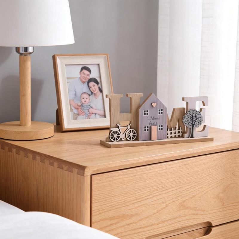 Wooden Display Stand Decorative Sign Lettering Ornament Sill Bedroom Home Decor