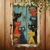 Metal Tin Sign Vintage Cat Peeking Wall Decor Rustic Country Farmhouse Bar
