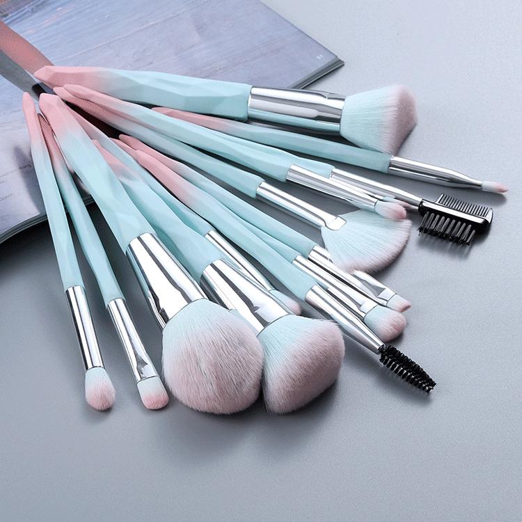 Private Label Diamond Shape Handle Loose Powder Eye Synthetic Makeup Brush Set