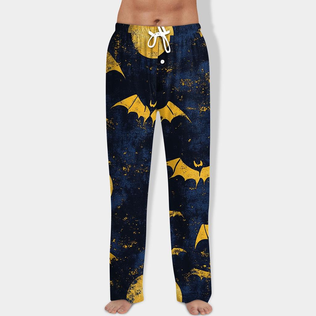Men's Halloween Print Drawstring Pants Casual Pajama Pants