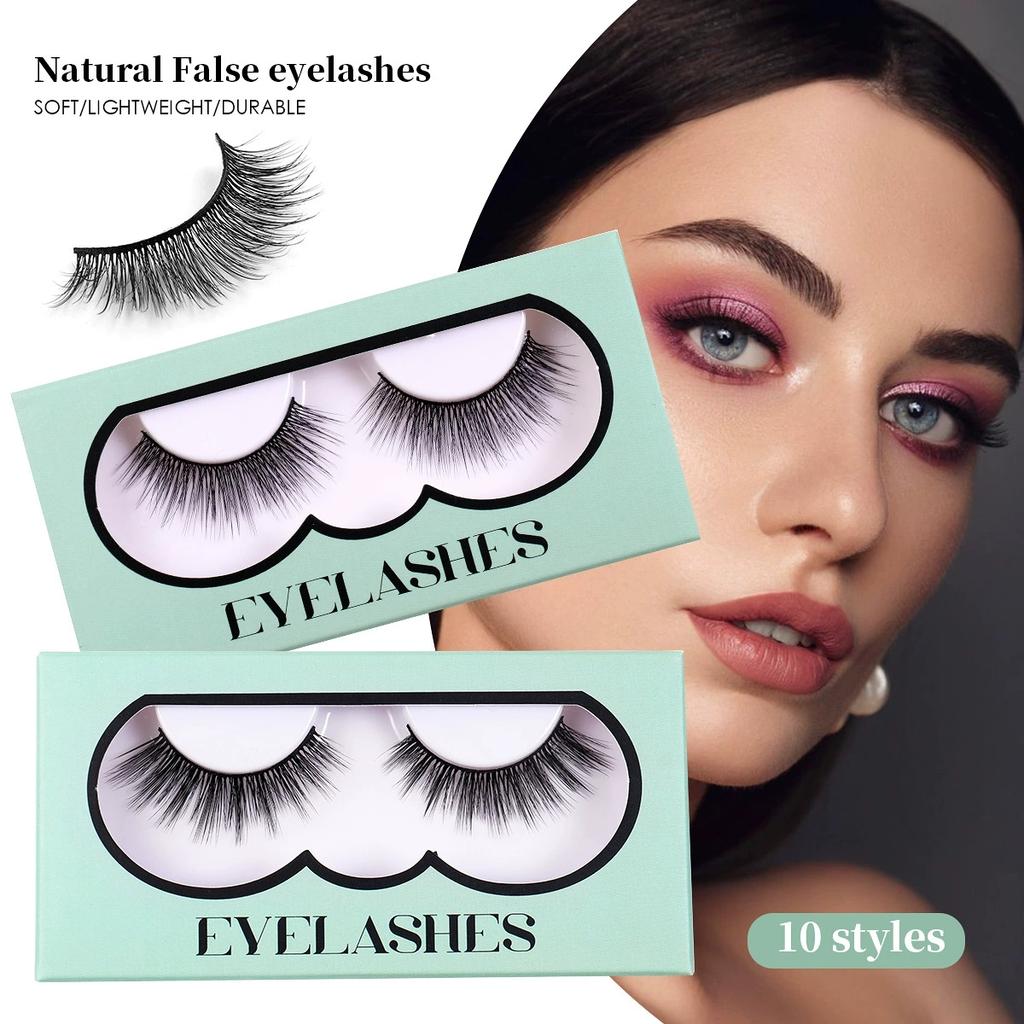 Blue Box 15mm Natural Style 3D Wispy Silk False Eyelashes Vegan Synthetic Hair Faux Mink Lashes