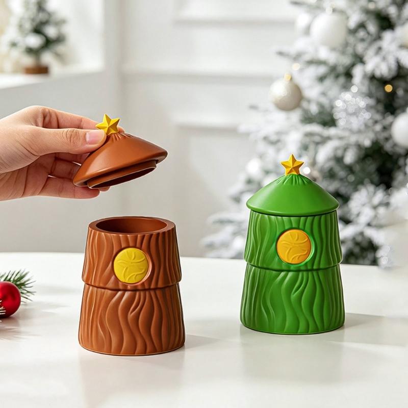 Holiday Tree Shape Container Craft Mould, Two Part Casting Mould Set for Handmade Candle Holder and Christmas Table Display