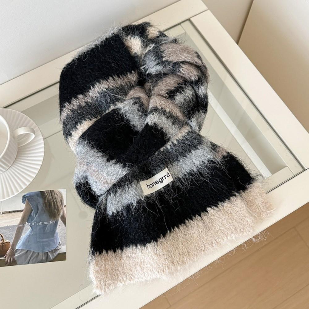 Colorful Neck Protection Knitted Scarf Stripe Cape Wraps Women Fashion Woolen Shawl