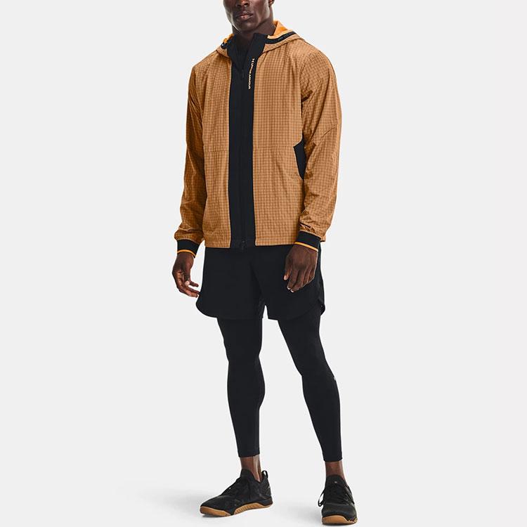 Under Armour Rush Legacy Colorblock Design Breathable Training Zip Jacket Men Brown 1366186-277